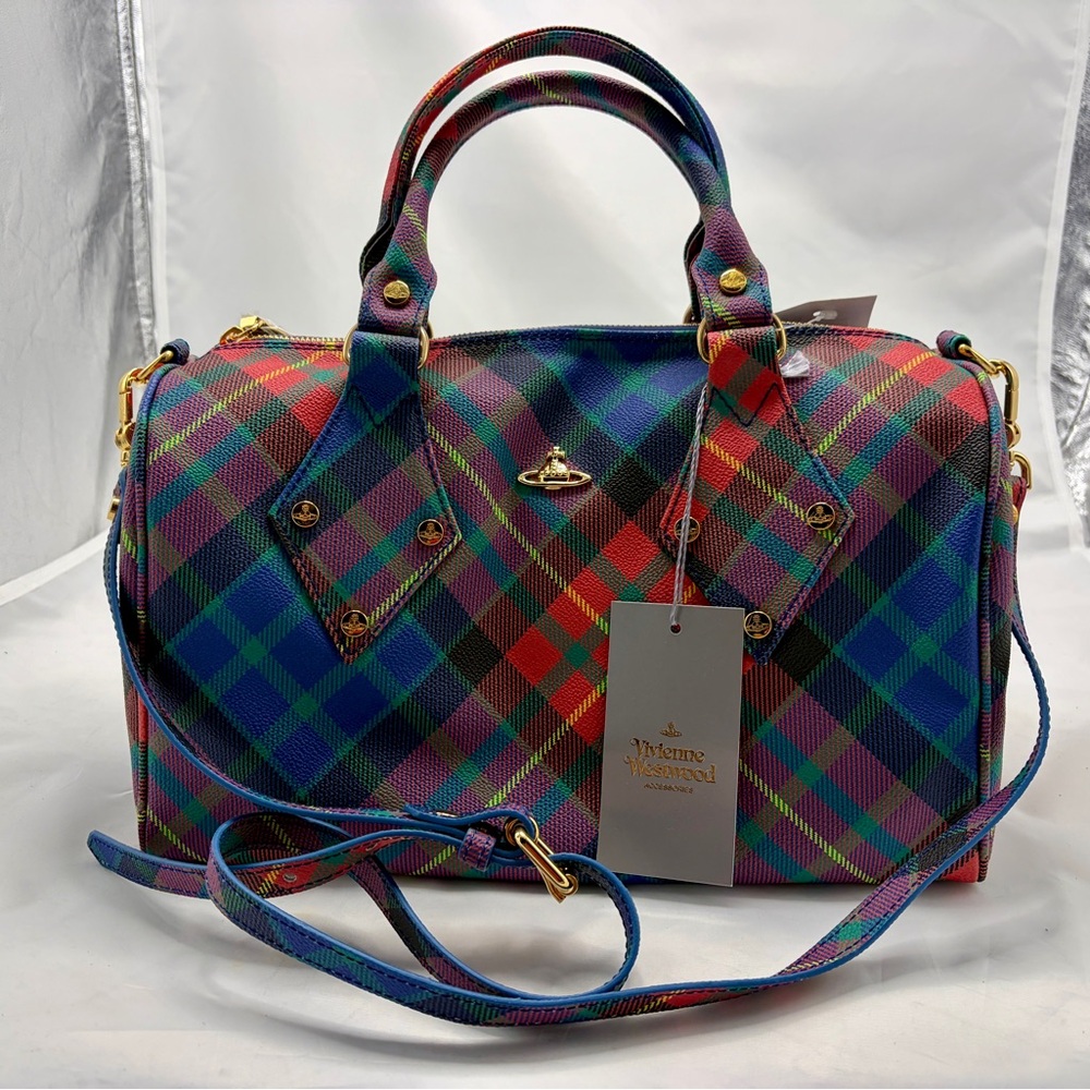 Vivienne Westwood Mac Charles Tartan Derby Bag NWT